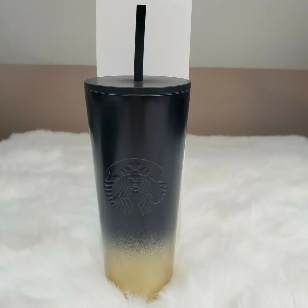 Walt Disney World 50th Anniversary Starbucks Stainless Steel Tumbler Gold Black